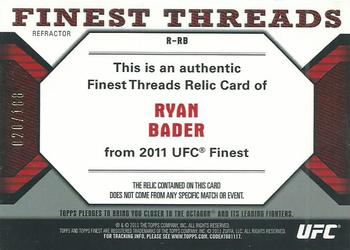 2011 Finest UFC - Finest Threads Fighter Relics X-Fractors #R-RB Ryan Bader Back
