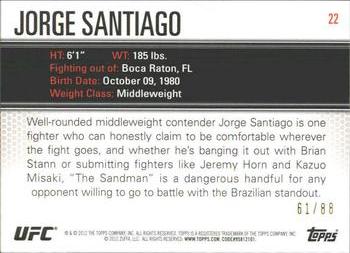 2012 Topps UFC Knockout - Green #22 Jorge Santiago Back