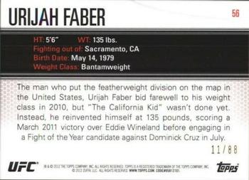 2012 Topps UFC Knockout - Green #56 Urijah Faber Back