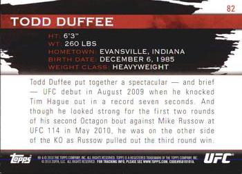 2010 Topps UFC Knockout - Silver #82 Todd Duffee Back
