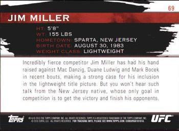 2010 Topps UFC Knockout - Green #69 Jim Miller Back