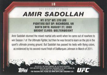 2011 Topps UFC Moment of Truth - Gold #18 Amir Sadollah Back