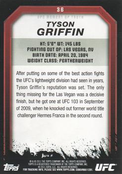 2011 Topps UFC Moment of Truth - Gold #36 Tyson Griffin Back