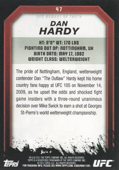 2011 Topps UFC Moment of Truth - Gold #47 Dan Hardy Back