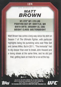 2011 Topps UFC Moment of Truth - Gold #134 Matt Brown Back