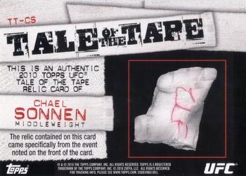 2010 Topps UFC - Tale of the Tape Relic #TT-CS Chael Sonnen Back