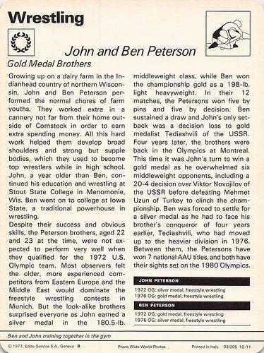 1977-79 Sportscaster Series 10 #10-11 John Peterson / Ben Peterson Back
