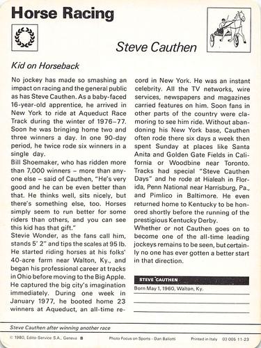 1977-79 Sportscaster Series 11 #11-23 Steve Cauthen Back