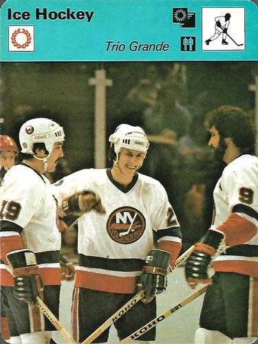 1977-79 Sportscaster Series 47 #47-16 Bryan Trottier / Mike Bossy / Clark Gillies Front