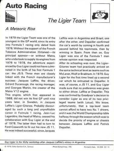 1977-79 Sportscaster Series 82 #82-10 The Ligier Team Back