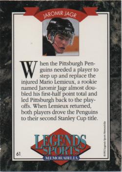 1992 Legends Sports Memorabilia - Gold #61 Jaromir Jagr Back