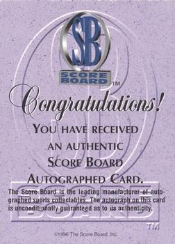 1996-97 Score Board Autographed Collection - Silver Foil Autographs #NNO Billy Wagner Back