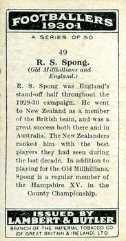 1931 Lambert & Butler Footballers 1930-1 #49 Roger Spong Back