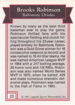 1991 Legends Sports Memorabilia - Gold #20 Brooks Robinson Back