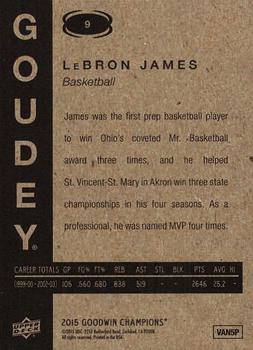 2015 Upper Deck Goodwin Champions - Goudey #9 LeBron James Back