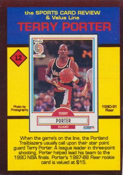 1992 The Sports Card Review & Value Line Prime Pics #12 Terry Porter Back