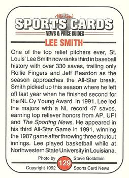 1991 Allan Kaye's Sports Cards News Magazine - Standard-Sized 1992 #129 Lee Smith Back