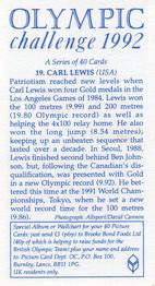 1992 Brooke Bond Olympic Challenge #19 Carl Lewis Back