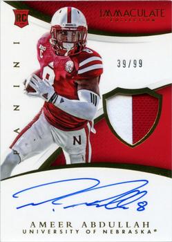 2015 Panini Immaculate Collection Collegiate - Immaculate Signature Patches Rookie #309 Ameer Abdullah Front