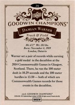 2016 Upper Deck Goodwin Champions #39 Damian Warner Back