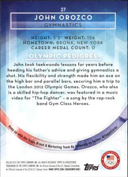 2016 Topps U.S. Olympic & Paralympic Team Hopefuls - Gold #27 John Orozco Back