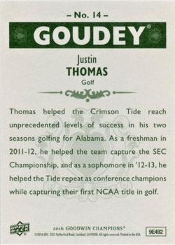 2016 Upper Deck Goodwin Champions - Goudey #14 Justin Thomas Back