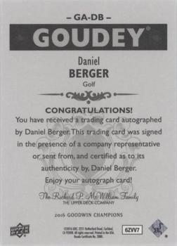2016 Upper Deck Goodwin Champions - Goudey Autographs #GA-DB Daniel Berger Back