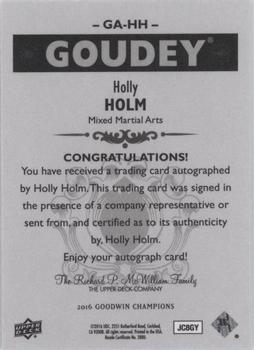 2016 Upper Deck Goodwin Champions - Goudey Autographs #GA-HH Holly Holm Back