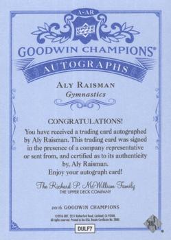 2016 Upper Deck Goodwin Champions - Autographs #A-AR Aly Raisman Back