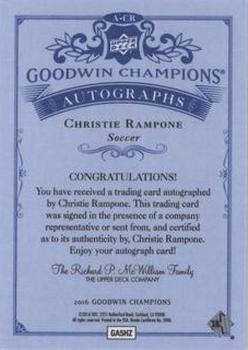 2016 Upper Deck Goodwin Champions - Autographs #A-CR Christie Rampone Back