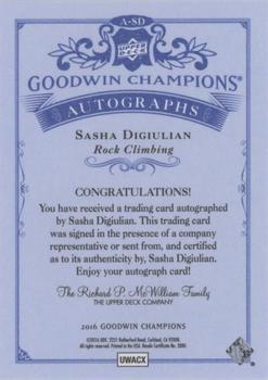 2016 Upper Deck Goodwin Champions - Autographs #A-SD Sasha Digiulian Back