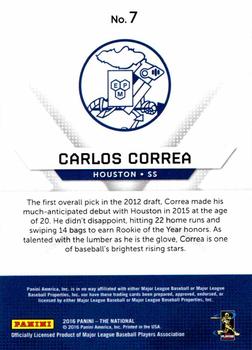 2016 Panini The National #7 Carlos Correa Back