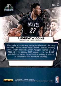 2016 Panini The National VIP - Pulsar #2 Andrew Wiggins Back