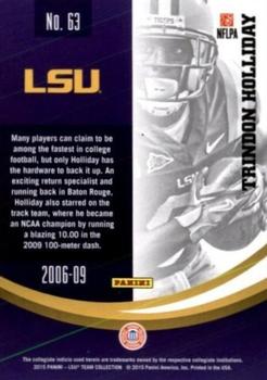 2015 Panini LSU Tigers #63 Trindon Holliday Back