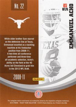 2015 Panini Texas Longhorns #22 Emmanuel Acho Back