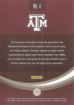 2015 Panini Texas A&M Aggies #4 Texas A&M University Back