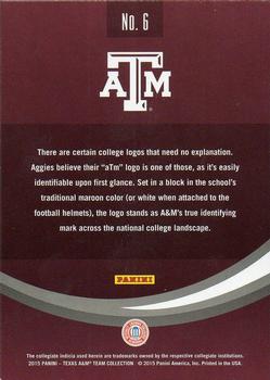 2015 Panini Texas A&M Aggies #6 Official Logo Back