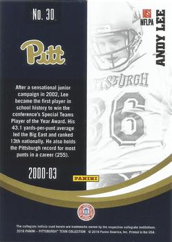 2016 Panini Pittsburgh Panthers #30 Andy Lee Back
