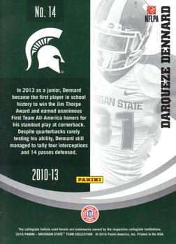 2016 Panini Michigan State Spartans #14 Darqueze Dennard Back