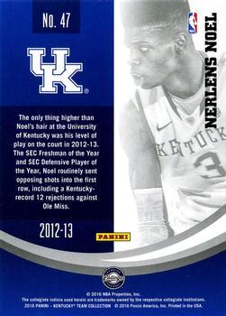 2016 Panini Kentucky Wildcats - Kentucky Black #47 Nerlens Noel Back