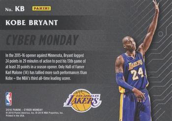 2016 Panini Cyber Monday #KB Kobe Bryant Back