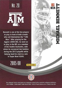 2015 Panini Texas A&M Aggies - Gold #20 Michael Bennett Back