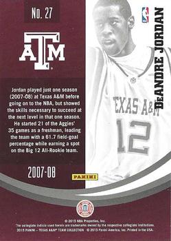 2015 Panini Texas A&M Aggies - Gold #27 DeAndre Jordan Back