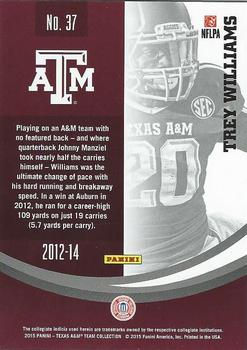 2015 Panini Texas A&M Aggies - Gold #37 Trey Williams Back