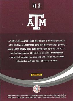 2015 Panini Texas A&M Aggies - Gold #8 Olsen Field at Bluebell Park Back