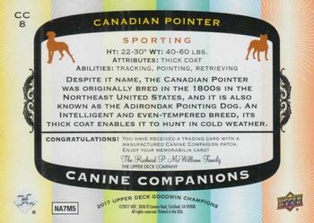 2017 Upper Deck Goodwin Champions - Canine Companion Manufactured Patch #CC8 Canadian Pointer Back