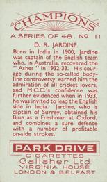 1934 Gallaher Champions #11 Douglas Jardine Back