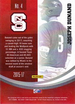 2017 Panini NC State Wolfpack #4 Joseph Dunand Back