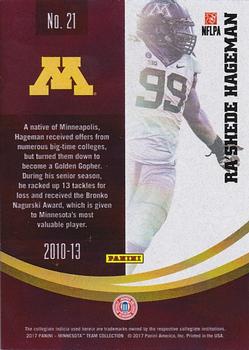 2017 Panini Minnesota Golden Gophers #21 Ra'Shede Hageman Back