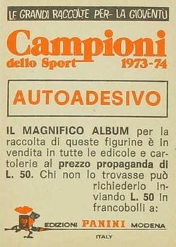 1973-74 Panini Campioni Dello Sport #385 Flavio Scala / Mauro Testa Back